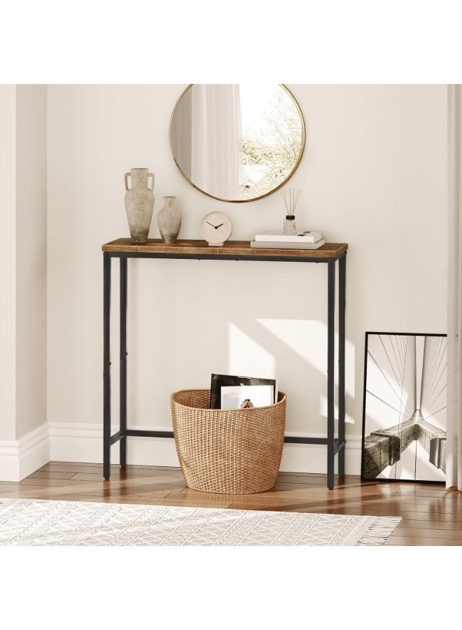 WALALLA Narrow Console Table, Small Entryway Table, Thin Sofa Side Display Table, for Hallway, Bedroom, Living Room, Foyer, Rustic Brown and Black 75*24*75cm - Image 3